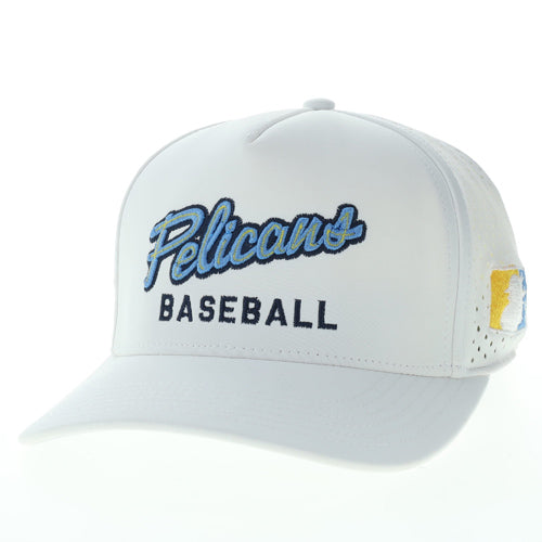 Myrtle Beach Pelicans Legacy Headwear White Script Cut Above Adjustable Cap