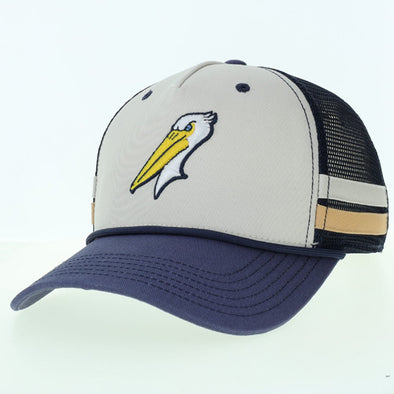 Myrtle Beach Pelicans Legacy Headwear Stone/Slate Blue/Straw Alternate 2 Bar Trucker Adjustable Cap