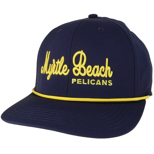 Myrtle Beach Pelicans Legacy Headwear Navy Script Back 9 Adjustable Cap