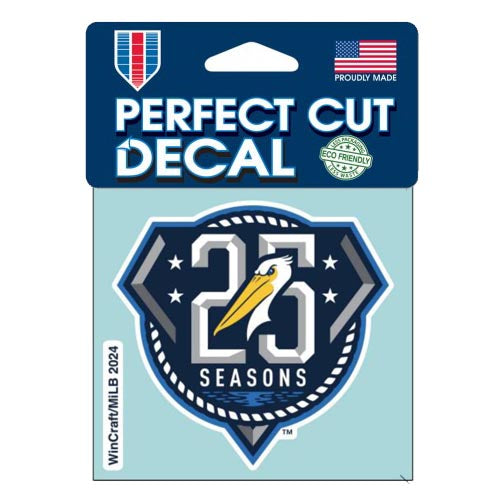 Myrtle Beach Pelicans Wincraft 25 Seasons 4x4 Decal