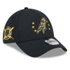 MYRTLE BEACH PELICANS NEW ERA 2024 BLACK ARMED FORCES 39THIRTY STRETCH FIT CAP