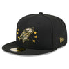 MYRTLE BEACH PELICANS NEW ERA 2024 BLACK ARMED FORCES 59FIFTY FITTED CAP
