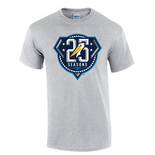 Myrtle Beach Pelicans Youth Gray 25 Seasons Tee