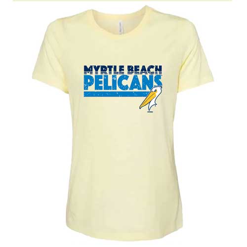 MYRTLE BEACH PELICANS BIMM RIDDER LADIES PALE YELLOW TRI-BLEND MOLAR T ...