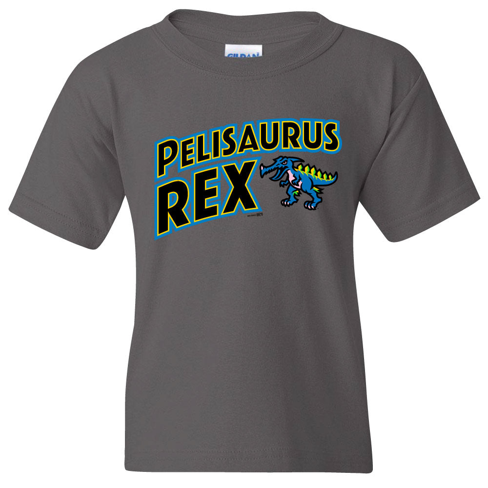 MYRTLE BEACH PELICANS BIMM RIDDER YOUTH CHARCOAL PELISAURUS REX TEE myrtle-beach-pelicans-bimm-ridder-youth-charcoal-pelisaurus-rex-tee