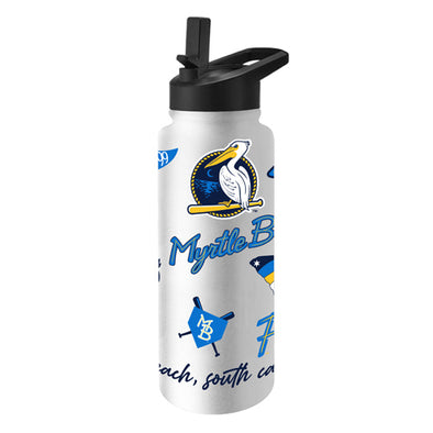 Myrtle Beach Pelicans Logo Brands 34oz Quencher Bottle