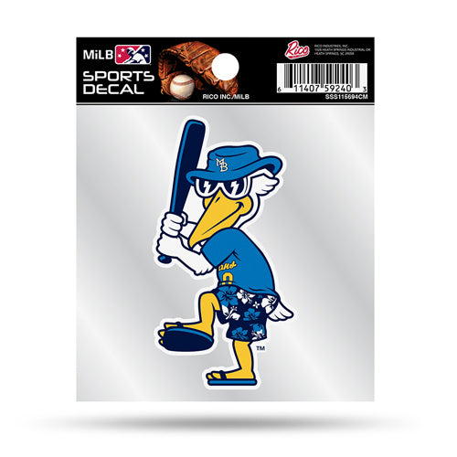 Myrtle Beach Pelicans Rice Industries Splash-Mascot Decal