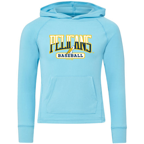 Myrtle Beach Pelicans MV Sport Youth Cali Blue Sunproof Hooded Long Sleeve Tee