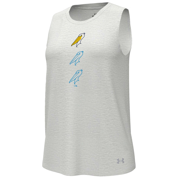 Myrtle Beach Pelicans Under Armour Ladies Halo Grey Heather Breezy Tank