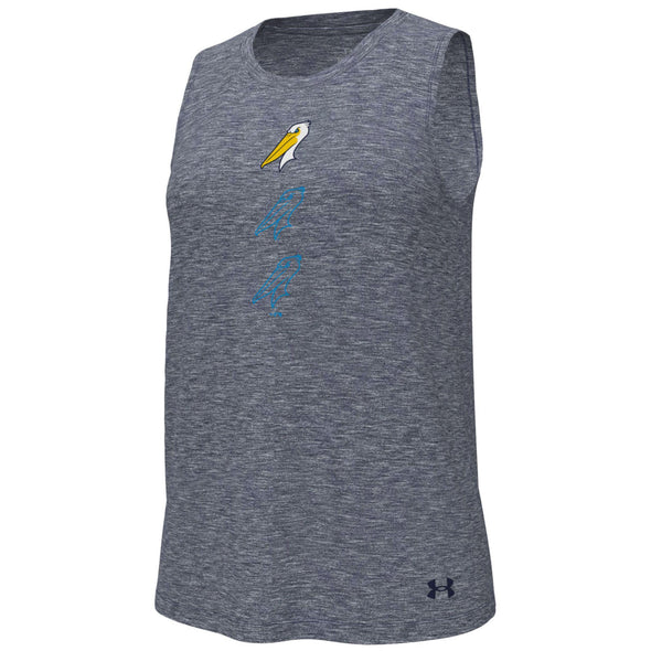 Myrtle Beach Pelicans Under Armour Ladies Navy Novelty Breezy Tank