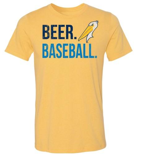 MYRTLE BEACH PELICANS 108STITCHES YELLOW BEER BALL TEE