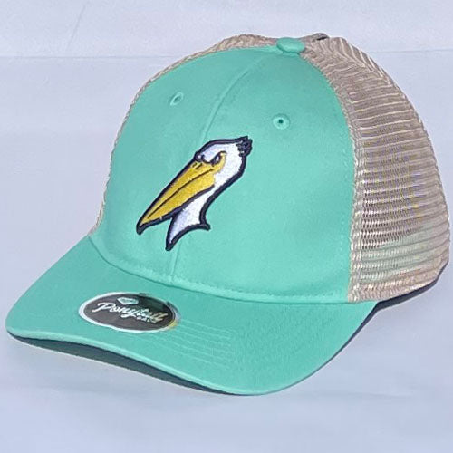 Myrtle Beach Pelicans Outdoor Cap Ladies Mint Ponytail Mesh Back Adjustable Cap