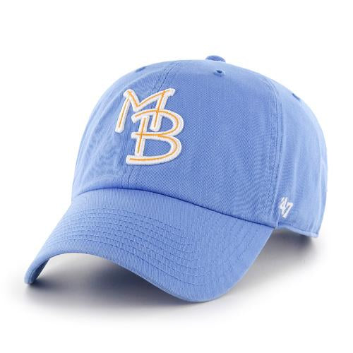 Myrtle Beach Pelicans 47 BRAND PERIWINKLE BLUE GAME CLEANUP ADJUSTABLE CAP