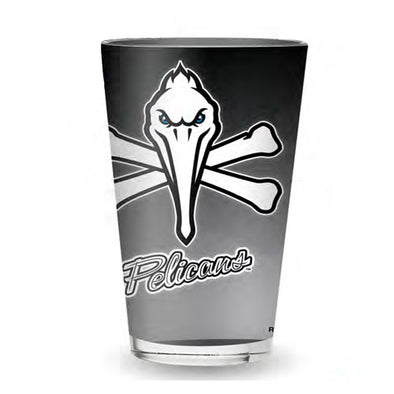 MYRTLE BEACH PELICANS RICO INDUSTRIES PIRATE FULLY SUBLIMATED 16OZ PINT GLASS